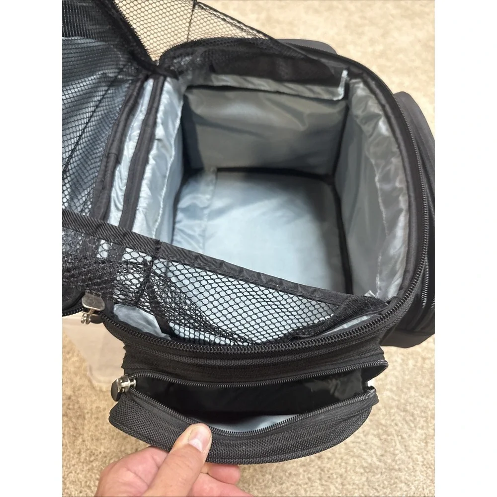 River Road Motorcycle Bag Sissy Bar Textile Bag Black Bag EXCELLENT w/Rain Cover
